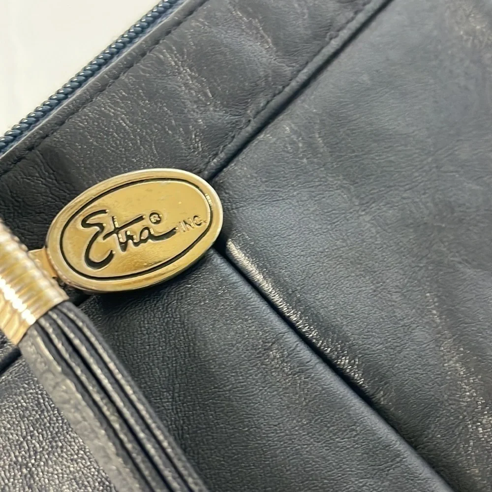 Navy Blue Etra Vintage Leather Clutch/Wristlet
